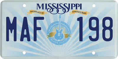 MS license plate MAF198