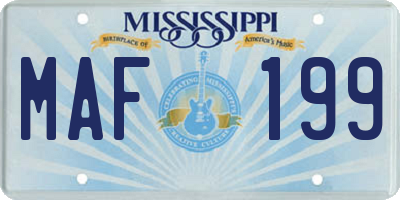 MS license plate MAF199