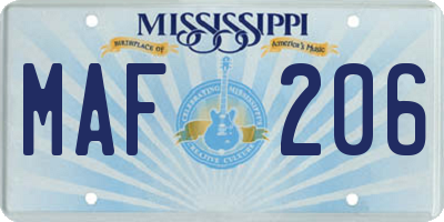 MS license plate MAF206