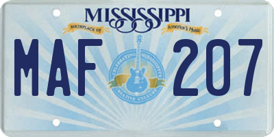 MS license plate MAF207