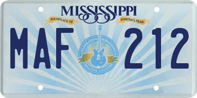 MS license plate MAF212
