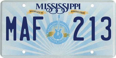 MS license plate MAF213