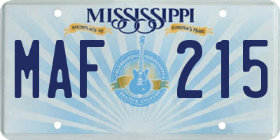 MS license plate MAF215