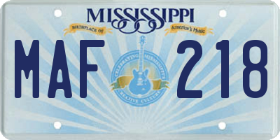 MS license plate MAF218