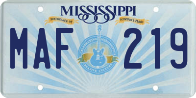 MS license plate MAF219
