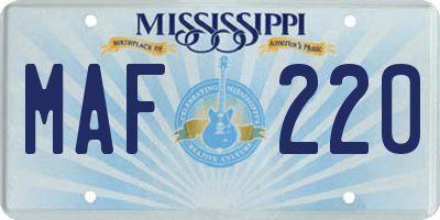 MS license plate MAF220