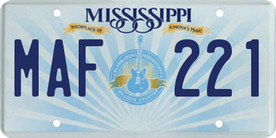 MS license plate MAF221