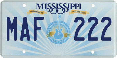 MS license plate MAF222