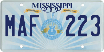 MS license plate MAF223
