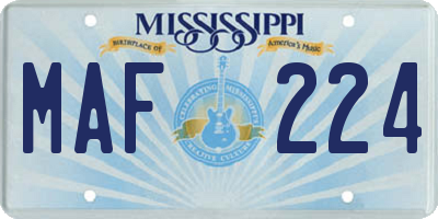MS license plate MAF224