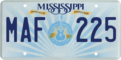 MS license plate MAF225