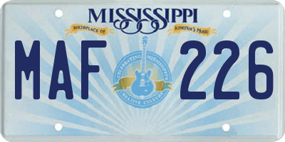 MS license plate MAF226