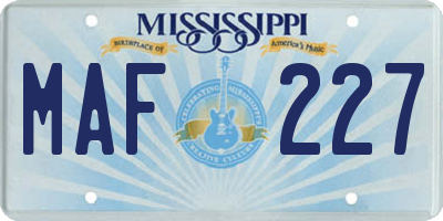 MS license plate MAF227