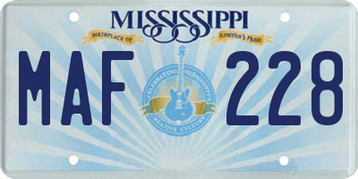 MS license plate MAF228