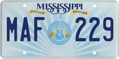 MS license plate MAF229