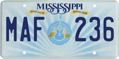 MS license plate MAF236