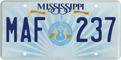 MS license plate MAF237