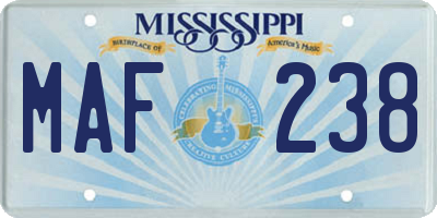 MS license plate MAF238