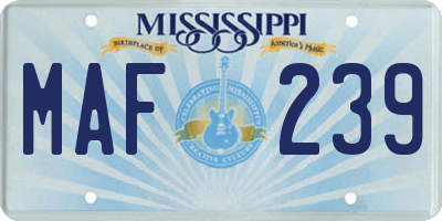 MS license plate MAF239