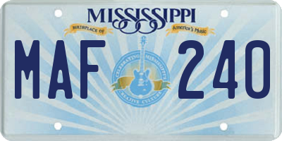 MS license plate MAF240