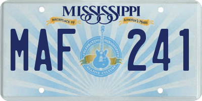 MS license plate MAF241