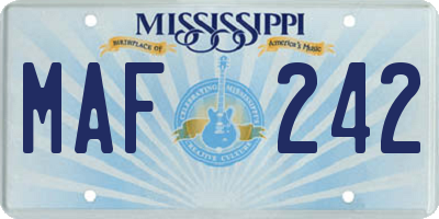 MS license plate MAF242