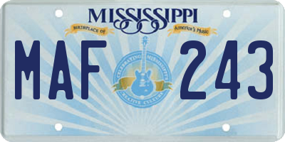 MS license plate MAF243