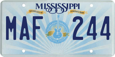 MS license plate MAF244