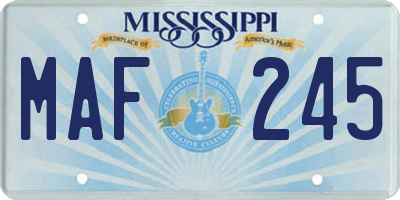 MS license plate MAF245