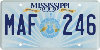 MS license plate MAF246
