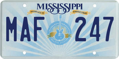 MS license plate MAF247