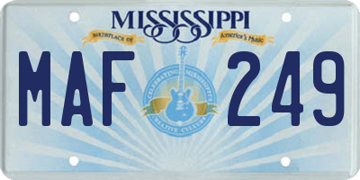 MS license plate MAF249
