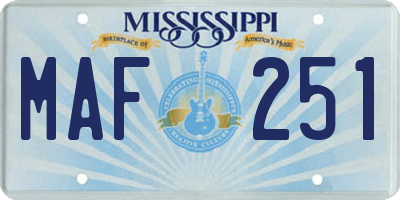 MS license plate MAF251