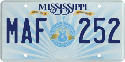MS license plate MAF252