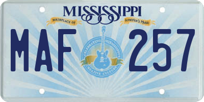 MS license plate MAF257