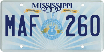 MS license plate MAF260