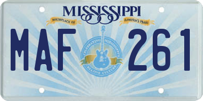 MS license plate MAF261