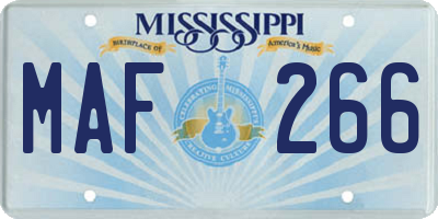MS license plate MAF266