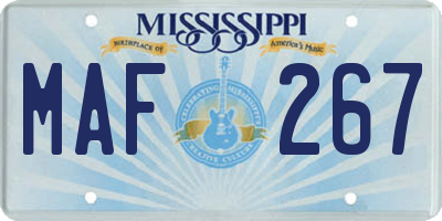 MS license plate MAF267