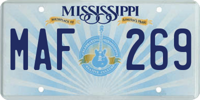 MS license plate MAF269