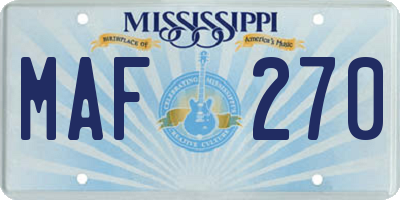 MS license plate MAF270