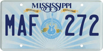MS license plate MAF272
