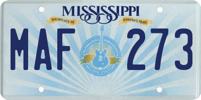 MS license plate MAF273