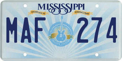 MS license plate MAF274