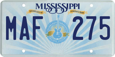 MS license plate MAF275
