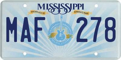MS license plate MAF278