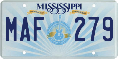 MS license plate MAF279