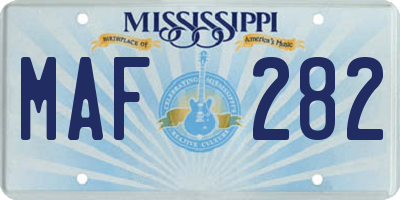 MS license plate MAF282