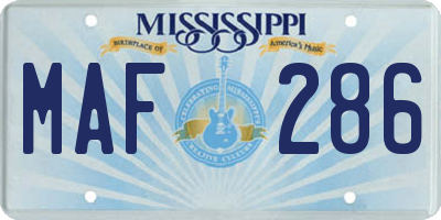 MS license plate MAF286