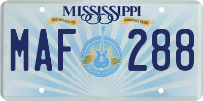 MS license plate MAF288